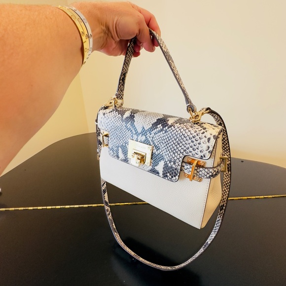 NWT RARE Luxury Authentic Michael Kors Astrid Python Embossed Leather Bag - Picture 6 of 17